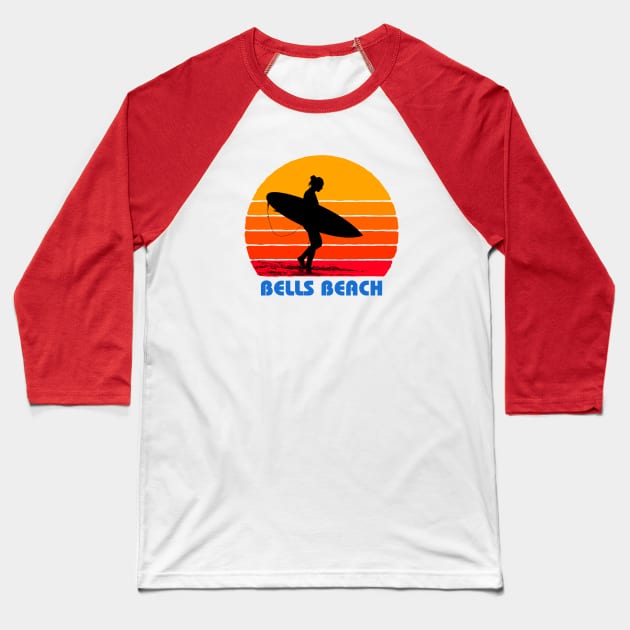 Bells Beach Australia Surfer Sun Baseball T-Shirt by AKdesign